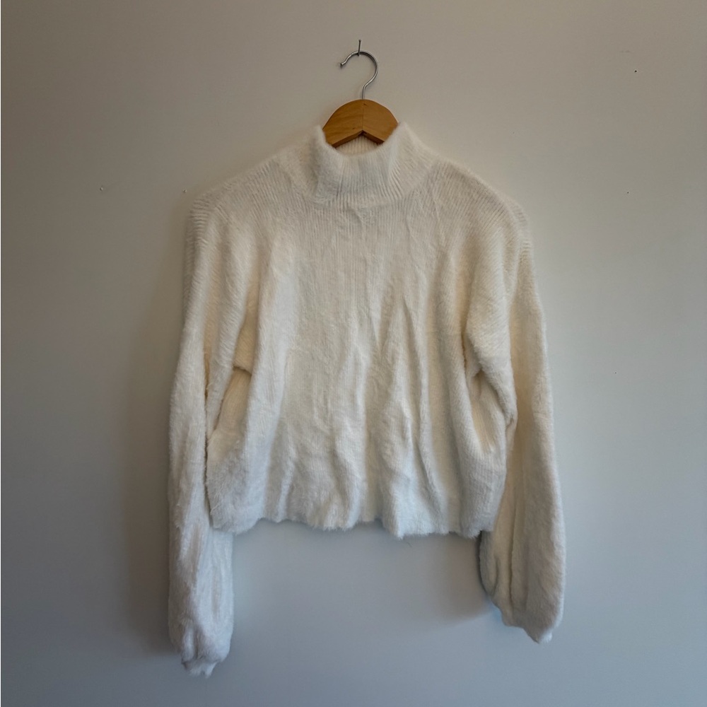 Cozy White Fuzzy Sweater
